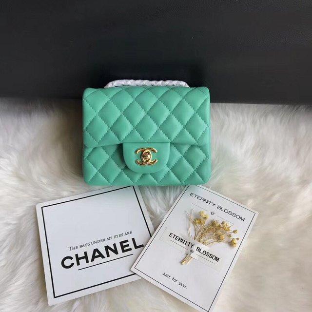 CC original lambskin super mini flap bag A35200 light green 