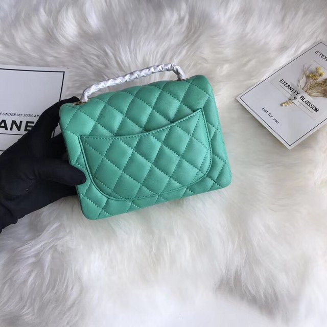 CC original lambskin super mini flap bag A35200 light green 