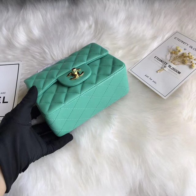 CC original lambskin super mini flap bag A35200 light green 