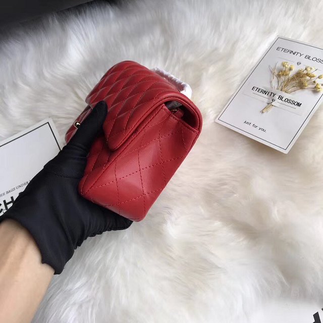 CC original lambskin super mini flap bag A35200 red