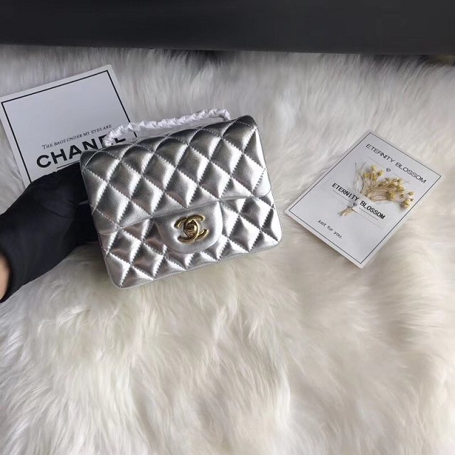 CC original lambskin super mini flap bag A35200 silver