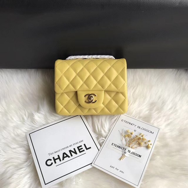 CC original lambskin super mini flap bag A35200 yellow