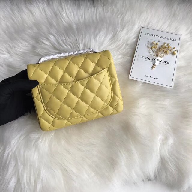 CC original lambskin super mini flap bag A35200 yellow