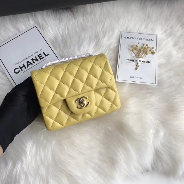 CC original lambskin super mini flap bag A35200 yellow