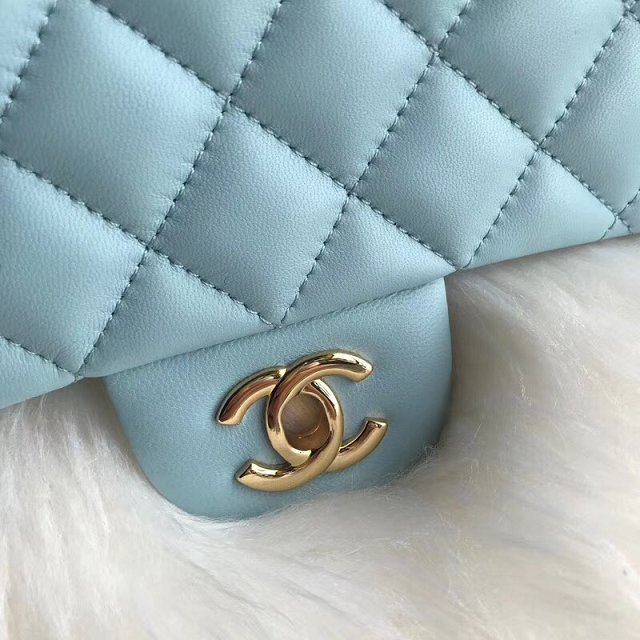 CC original lambskin leather mini flap bag A69900 sky blue