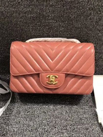CC original lambskin leather mini flap bag A69900-4 coral