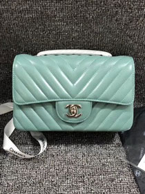 CC original lambskin leather mini flap bag A69900-4 lake blue