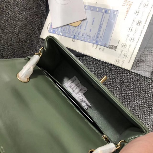 CC original lambskin leather mini flap bag A69900-4 olive