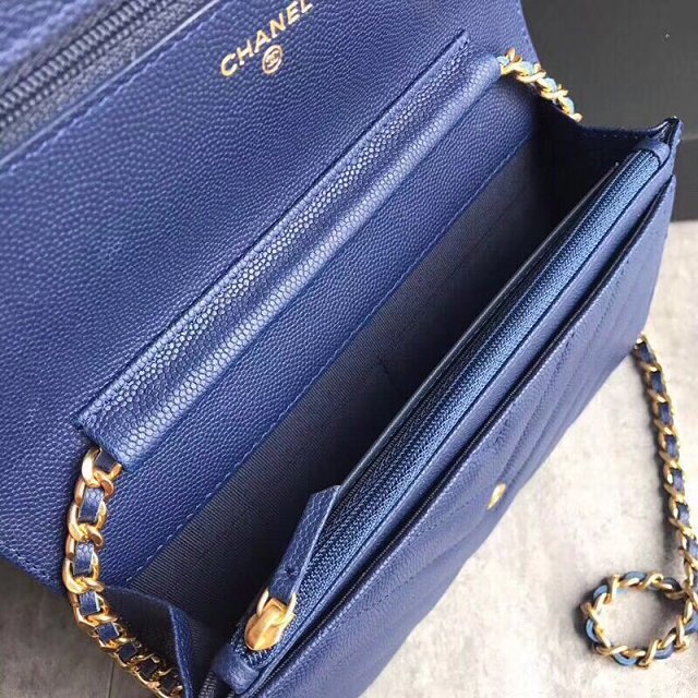 CC original grained calfskin woc chain bag 80983 blue