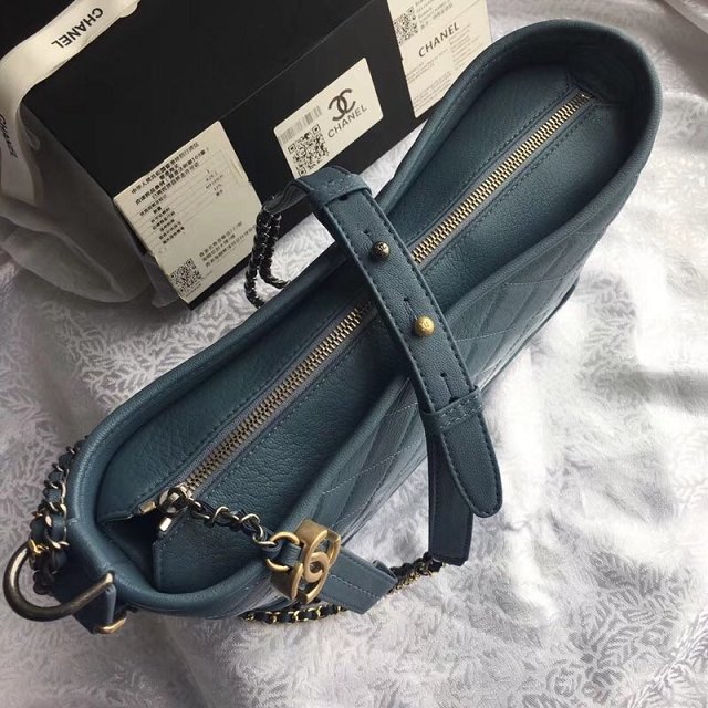 2018 CC original calfskin gabrielle hobo bag A93824 lake blue