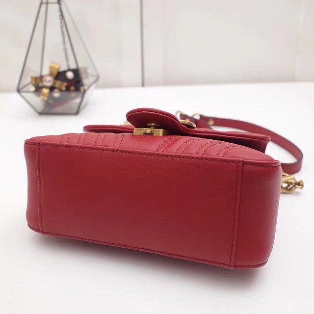 2019 GG marmont original calfskin mini top handle bag 547260 red