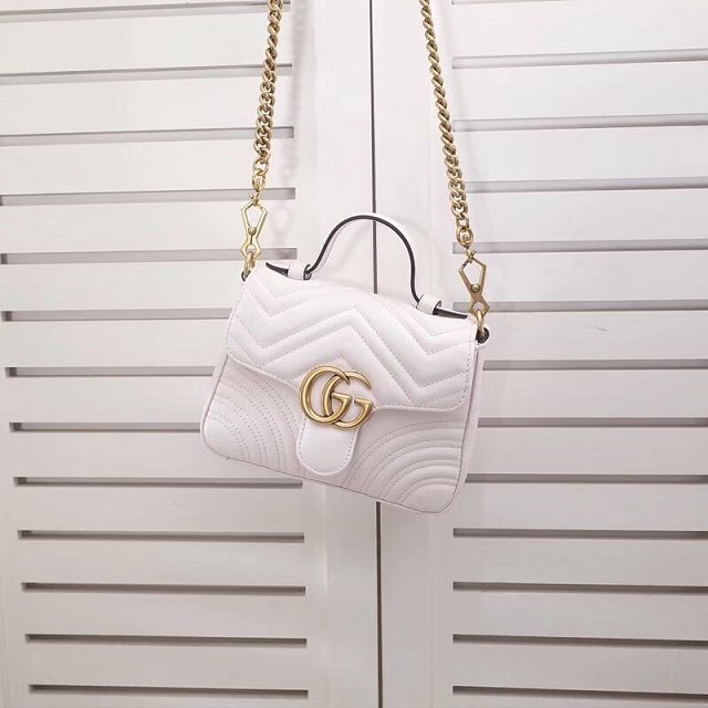 2019 GG marmont original calfskin mini top handle bag 547260 white
