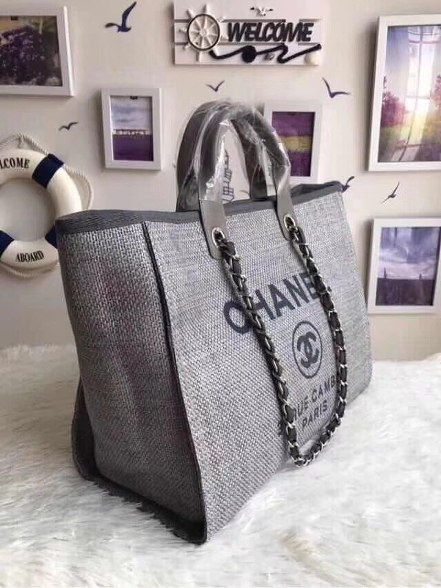 CC original canvas large shopping tote bag A66941 grey&black logo