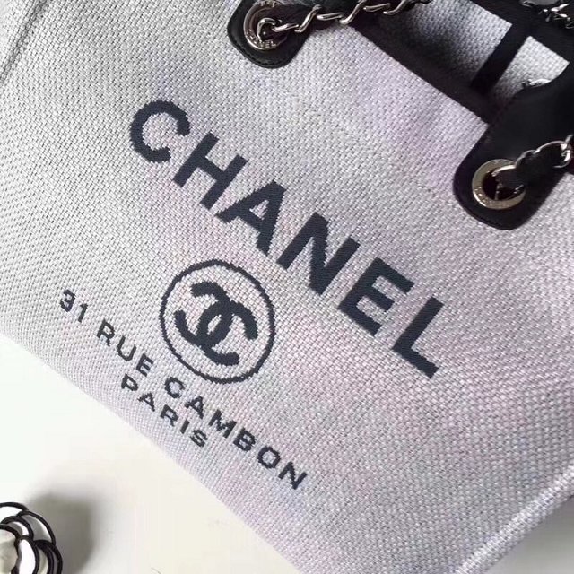 CC original canvas large shopping tote bag A66941 grey&dark blue logo