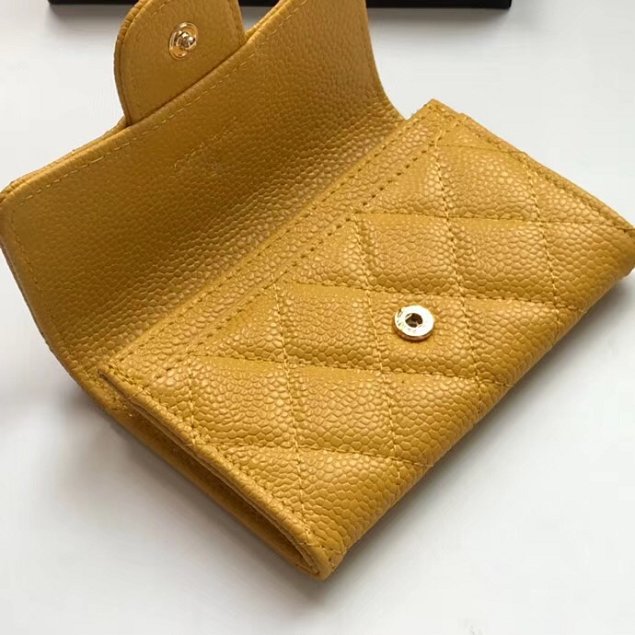 CC original calfskin classic card holder A80799 yellow