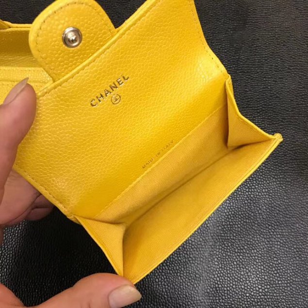 CC original calfskin classic card holder A80799 yellow