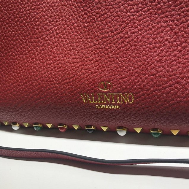 Valentino Garavani Rockstud calfskin shopper bag 0579 red&blue