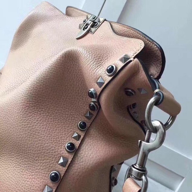 Valentino original calfskin rockstud large hobo bag 0941 apricot