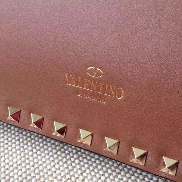 Valentino original calfskin rockstud clutch 0399 coffee