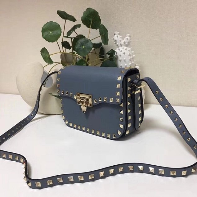 Valentino original calfskin rockstud mini shoulder bag 0124 light blue 