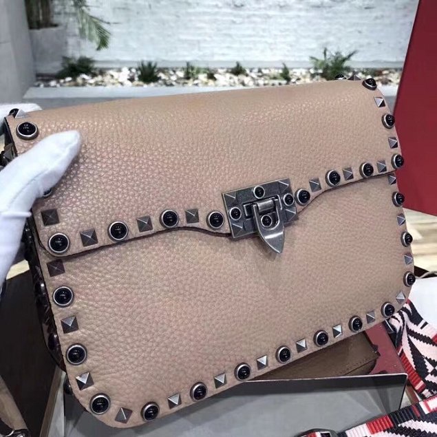 Valentino original grained calfskin rockstud shoulder bag 0125 grey