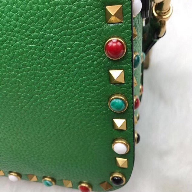 Valentino original grained calfskin multi-rockstud shoulder bag 0125 green