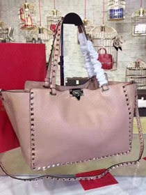 Valentino original grained calfskin rockstud large tote bag 0970 light pink