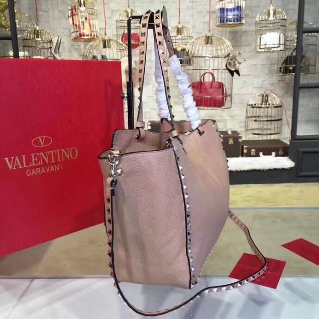 Valentino original grained calfskin rockstud large tote bag 0970 light pink