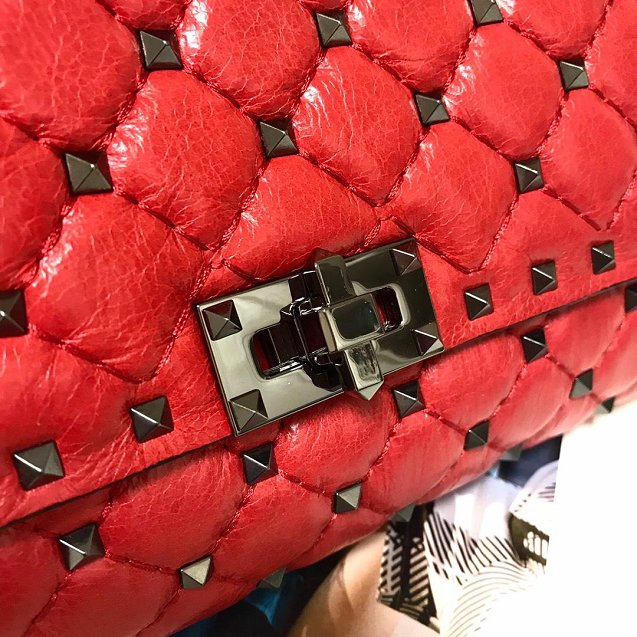 Valentino original lambskin rockstud spike crossbody bag 0137 red