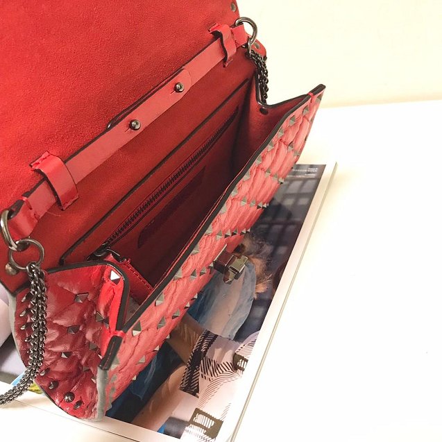 Valentino original lambskin rockstud spike crossbody bag 0137 red