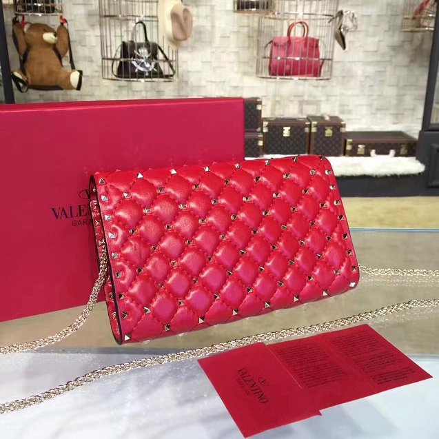 Valentino original lambskin rockstud spike crossbody bag 0137 red