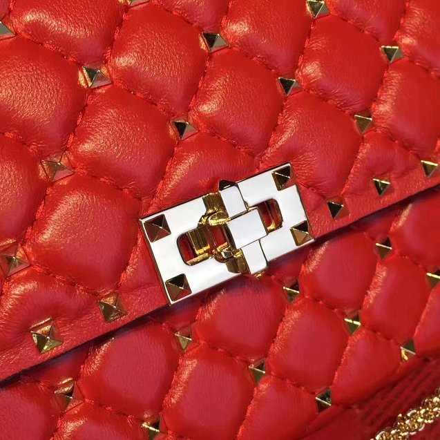 Valentino original lambskin rockstud spike crossbody bag 0137 red