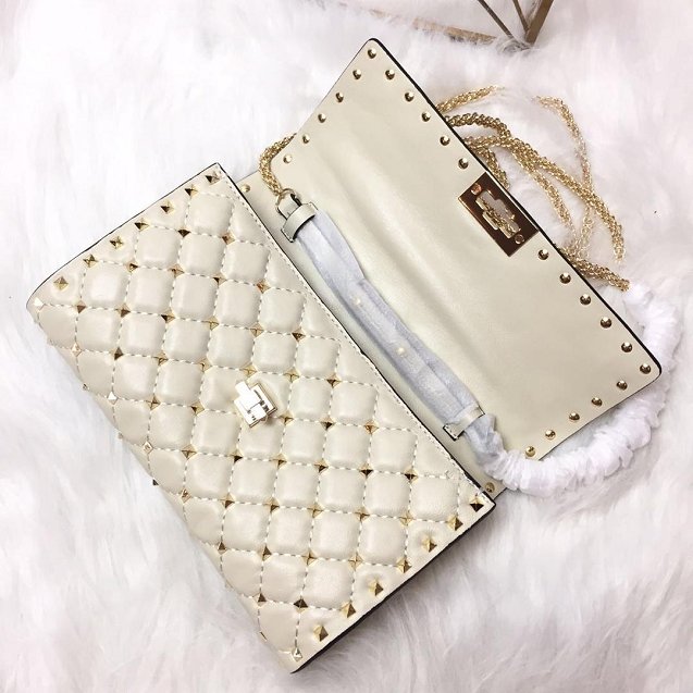 Valentino original lambskin rockstud spike crossbody bag 0137 white