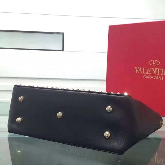 Valentino original smooth calfskin rockstud large tote bag 0970 black
