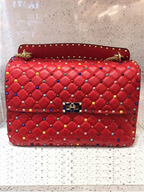 Valentino original lambskin multi-rockstud large chain bag 0121 red