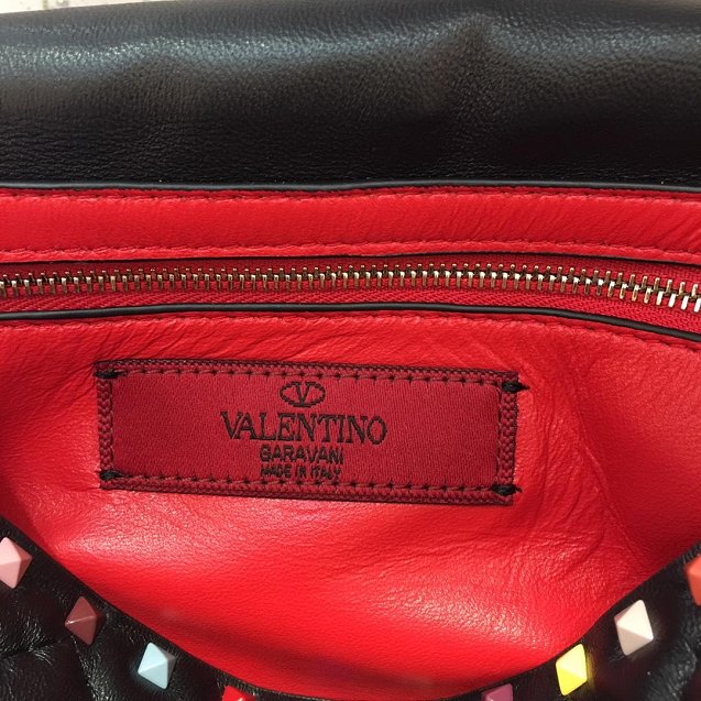 Valentino original lambskin multi-rockstud medium chain bag 0122 black