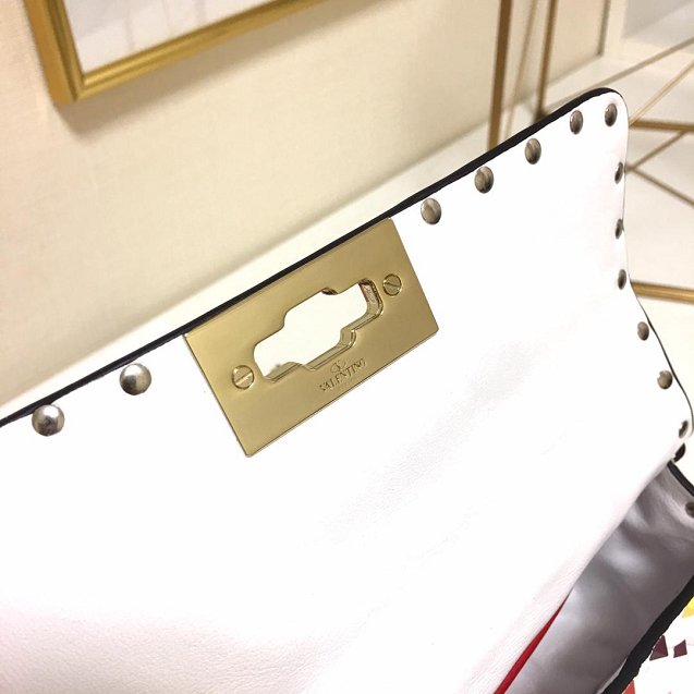 Valentino original lambskin multi-rockstud small chain bag 0123 white
