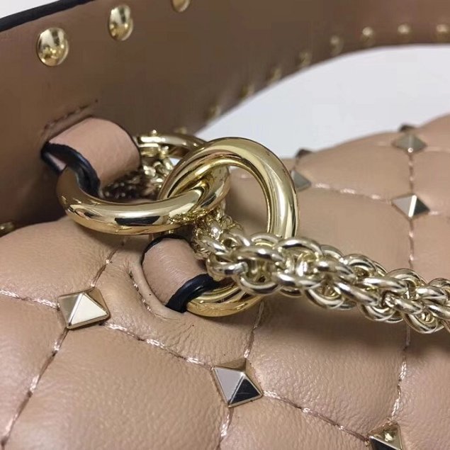 Valentino original lambskin rockstud large chain bag 0121 apricot