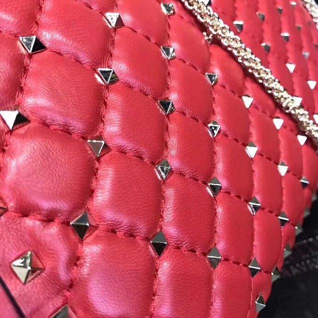 Valentino original lambskin rockstud large chain bag 0121 red