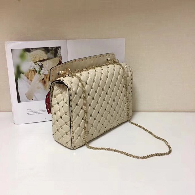 Valentino original lambskin rockstud large chain bag 0121 white