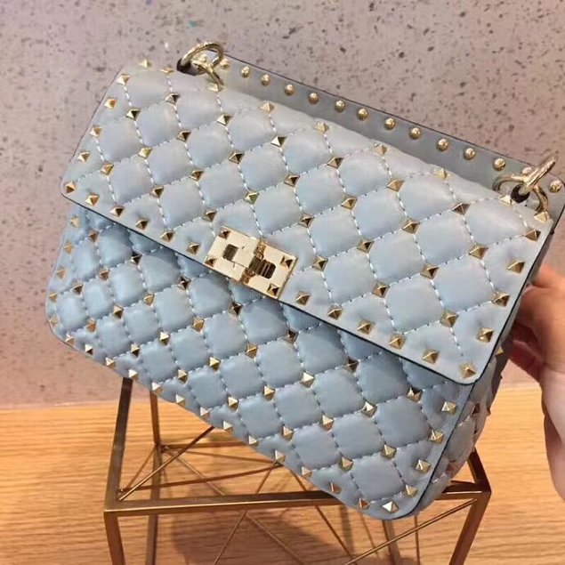 Valentino original lambskin rockstud medium chain bag 0122 light blue