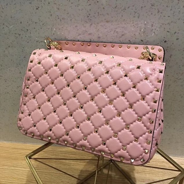 Valentino original lambskin rockstud medium chain bag 0122 pink