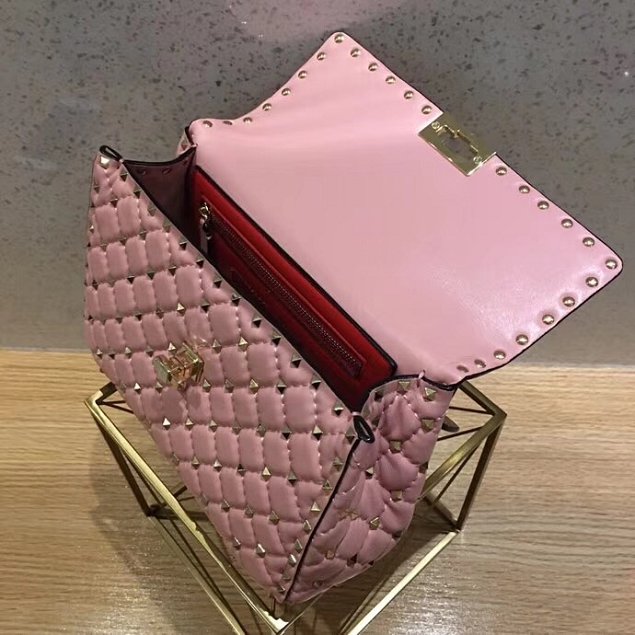 Valentino original lambskin rockstud medium chain bag 0122 pink