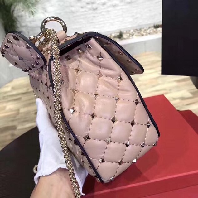 Valentino original lambskin rockstud medium chain bag 0122 pink