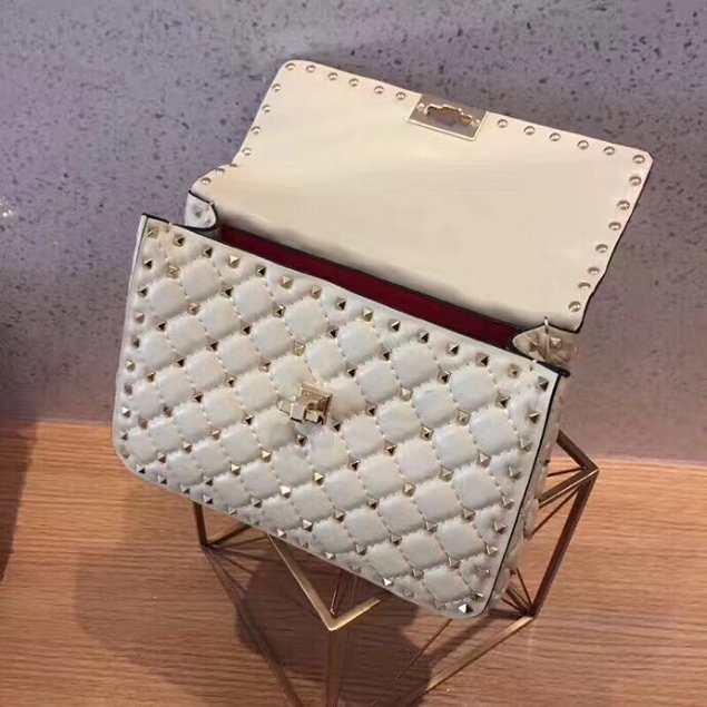 Valentino original lambskin rockstud medium chain bag 0122 white