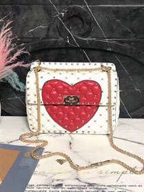 Valentino original lambskin rockstud medium chain bag 0122 white heart