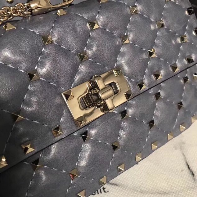 Valentino original lambskin rockstud small chain bag 0123 grey