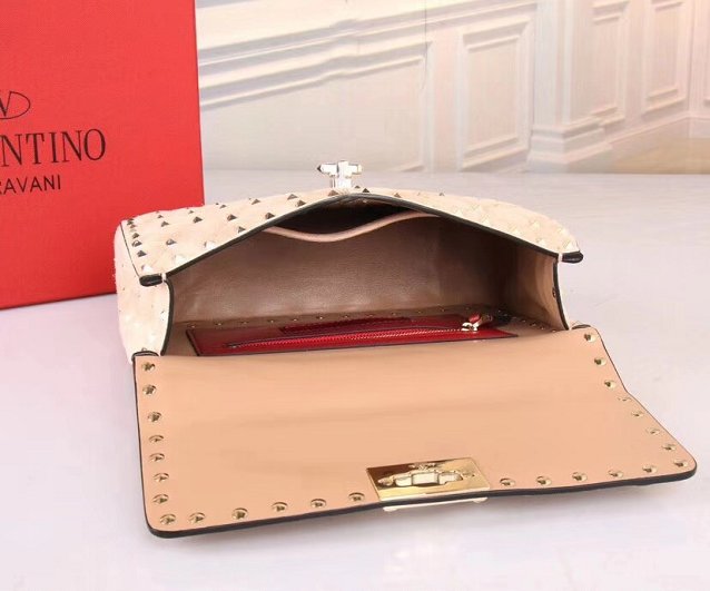 Valentino original suede rockstud medium chain bag 0122 apricot