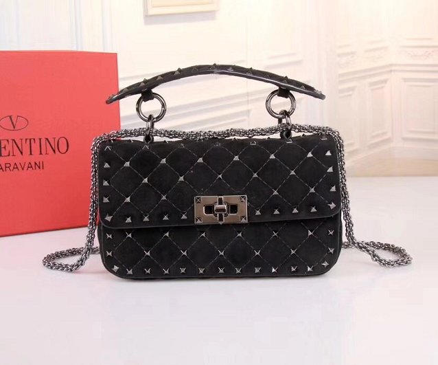 Valentino original suede rockstud small chain bag 0123 black