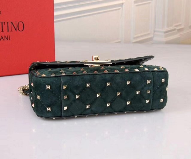 Valentino original suede rockstud small chain bag 0123 blackish green